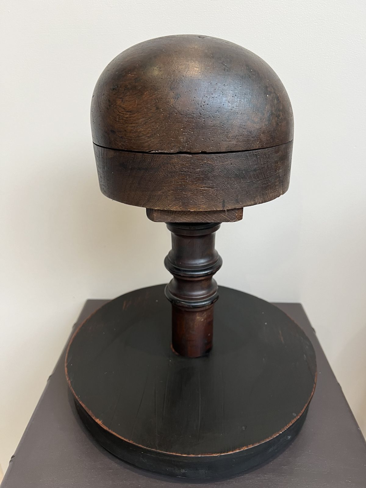 Antique Milliner's Wooden Hat Block Stand photo Home Decor
