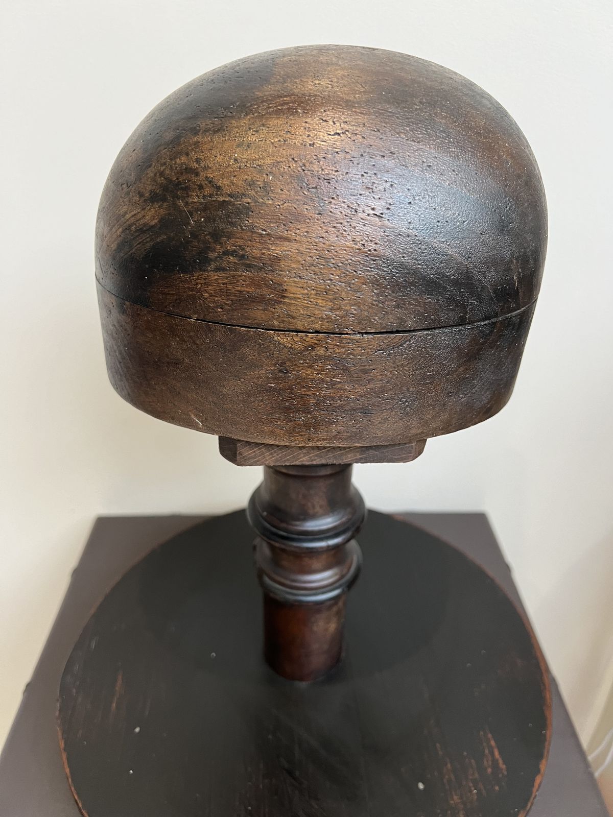 Antique Milliner's Wooden Hat Block Stand photo vinterior
