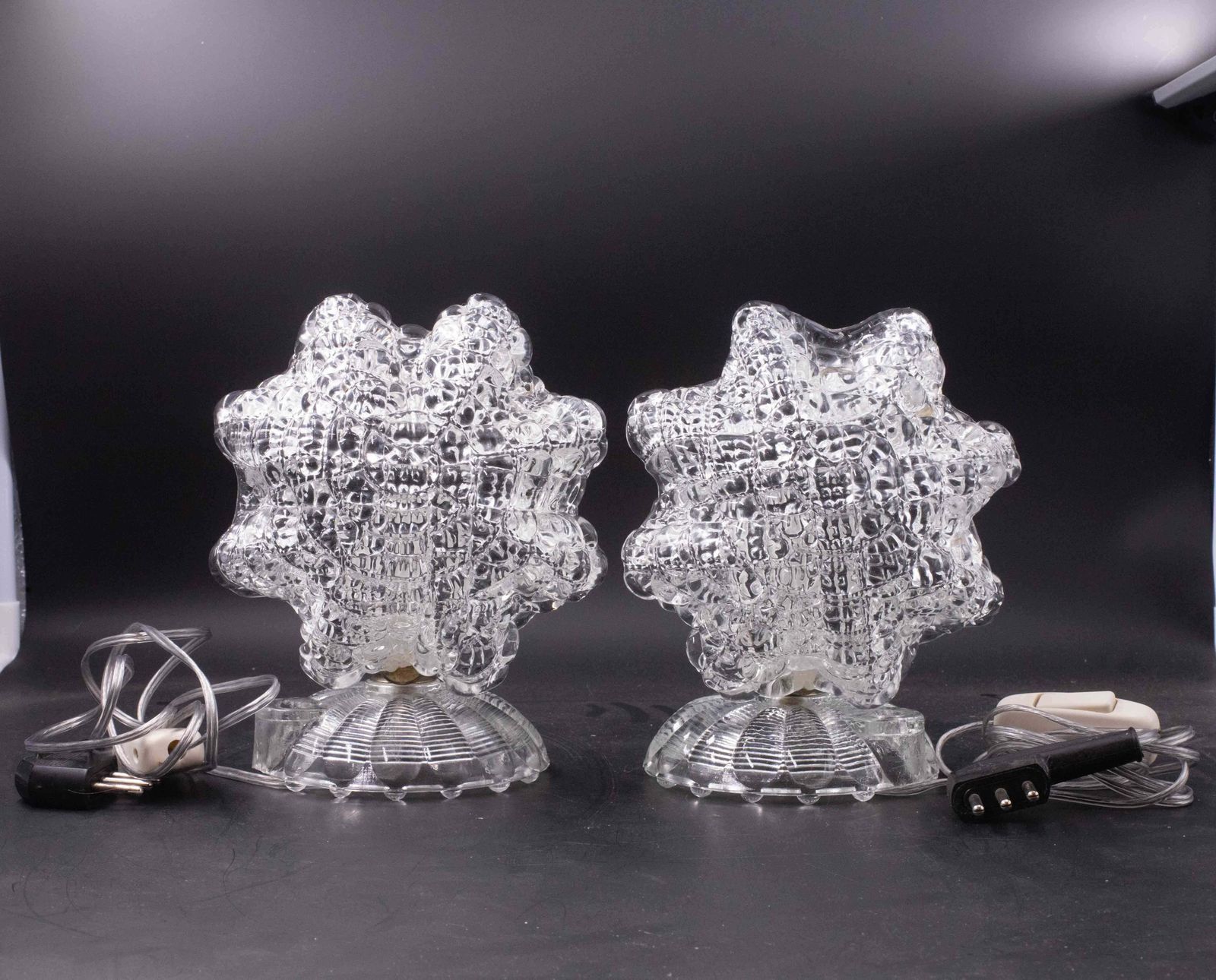 "Stars" Set Of 2 Art Decò Murano Glass Barovier E Toso Table Lamp, 1940 photo furniture