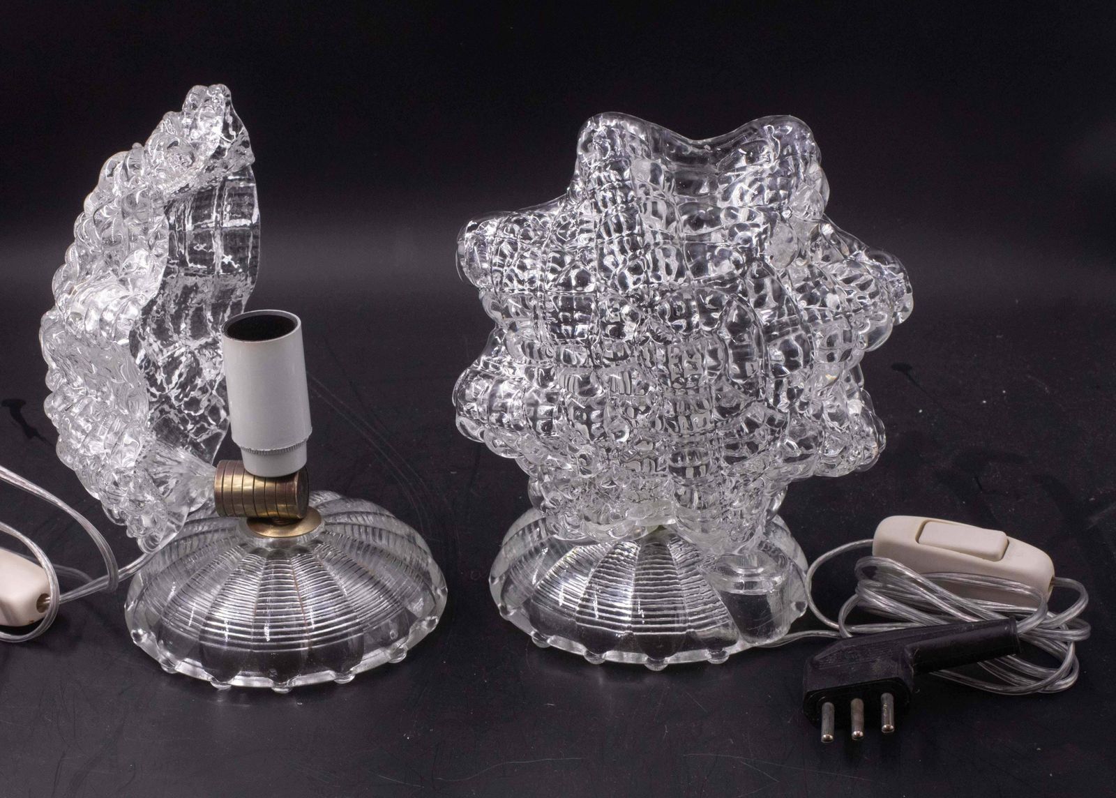 "Stars" Set Of 2 Art Decò Murano Glass Barovier E Toso Table Lamp, 1940 photo vintage