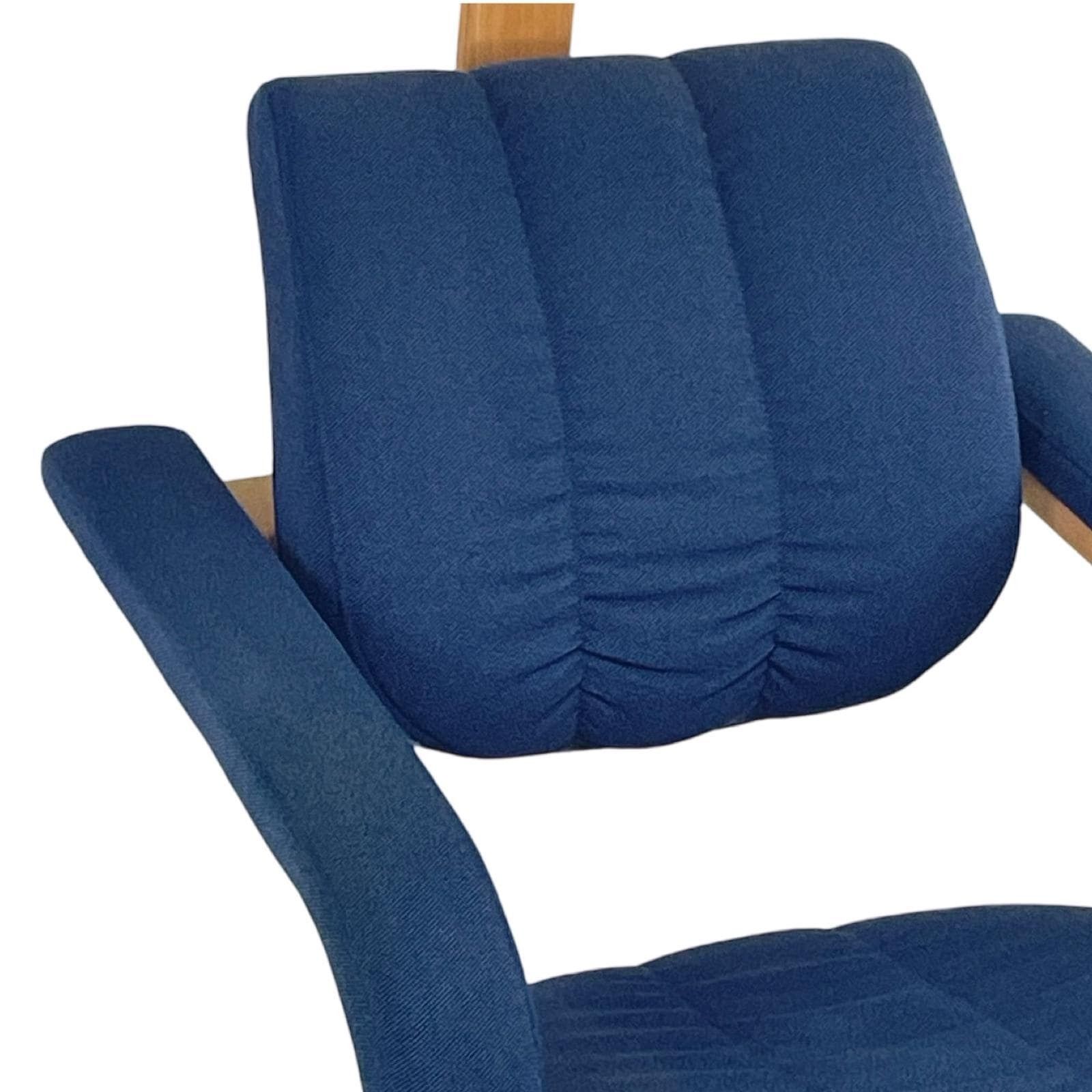 Peter Opsvik   Stokke   Duo Balance (Design Form 1991) Ergonomically Shaped Rocking Chair   Light Oak And Blue Upholstery photo for sale