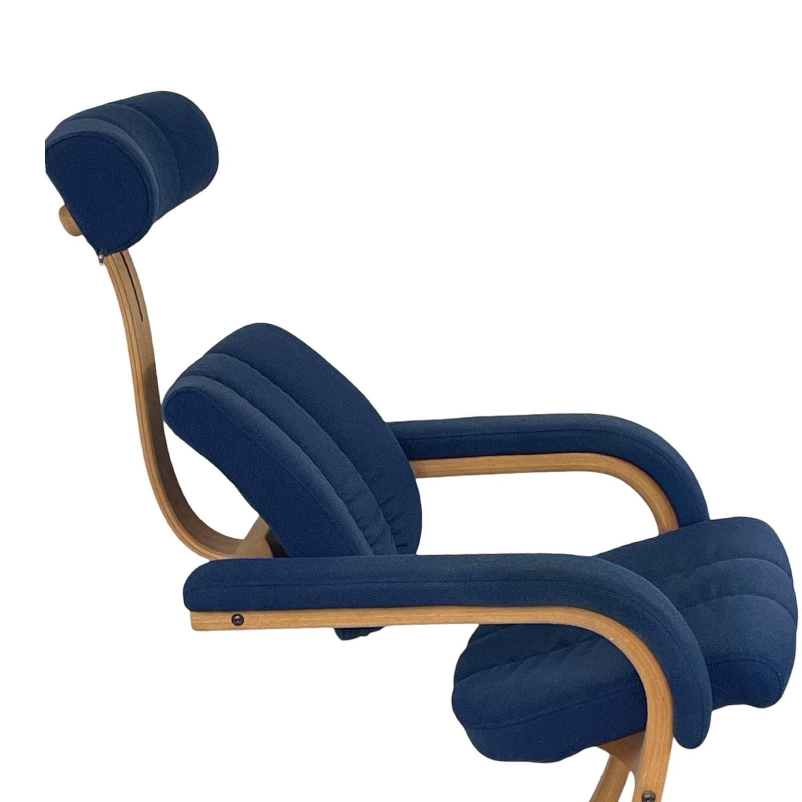 Peter Opsvik   Stokke   Duo Balance (Design Form 1991) Ergonomically Shaped Rocking Chair   Light Oak And Blue Upholstery photo buy