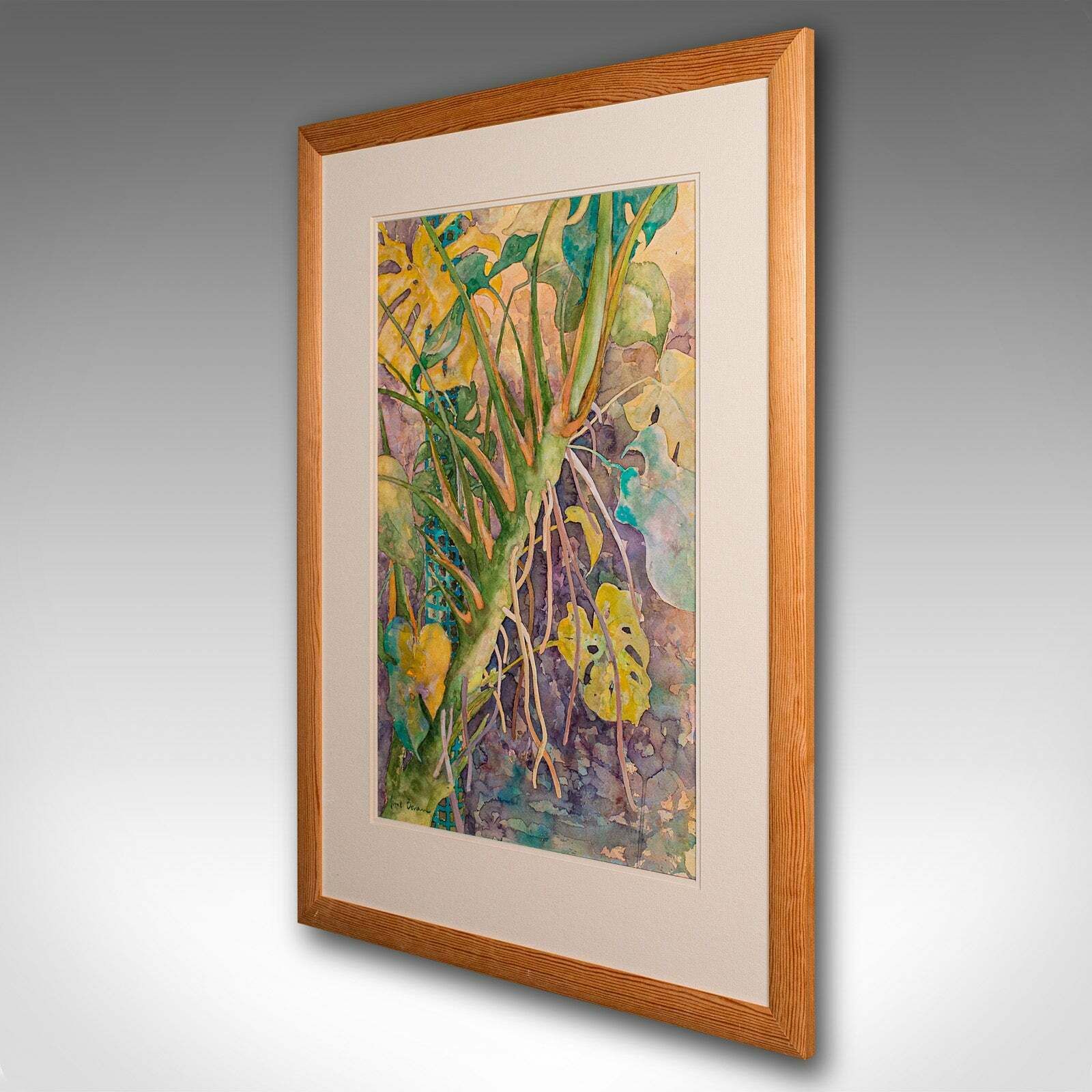 Vintage Watercolour Painting, English, Framed Art, Plant Study, Signed, C.1990 photo for sale