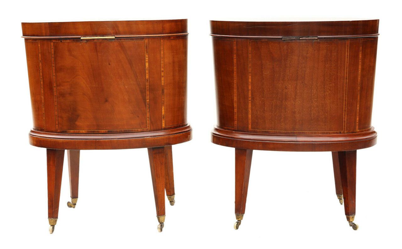 Antique Georgian Revival Pair Of Inlaid Mahogany Cellarettes   Cupboards Cabinets photo Furniture
