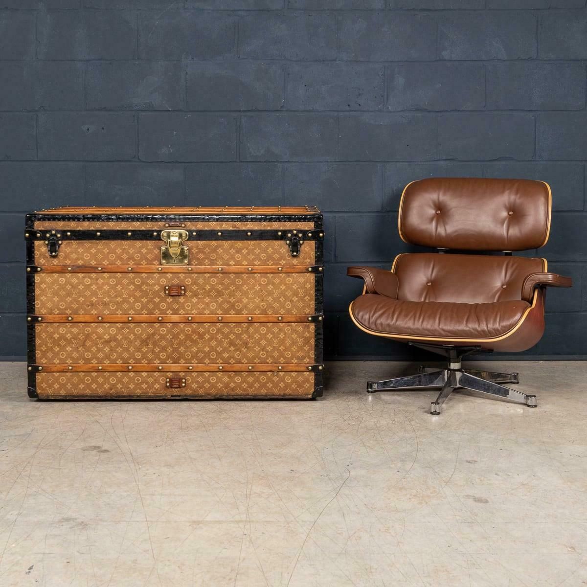 Antique 20thc Louis Vuitton "Malle Haute" Trunk In Woven Canvas, France C.1900 photo furniture