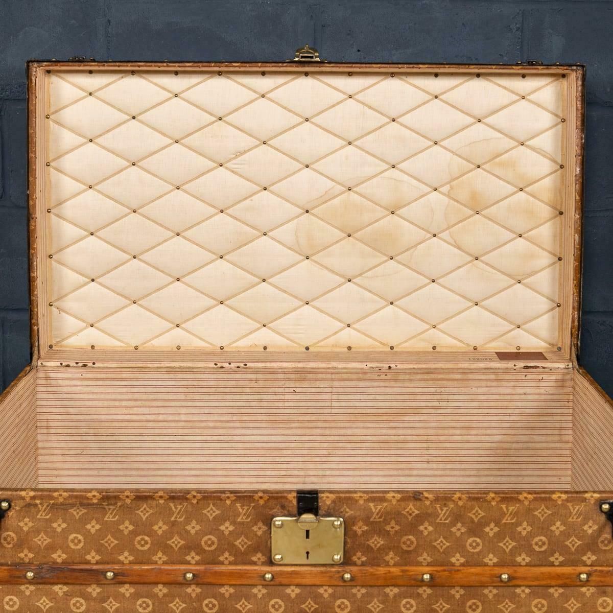 photo for sale Antique 20thc Louis Vuitton "Malle Haute" Trunk In Woven Canvas, France C.1900