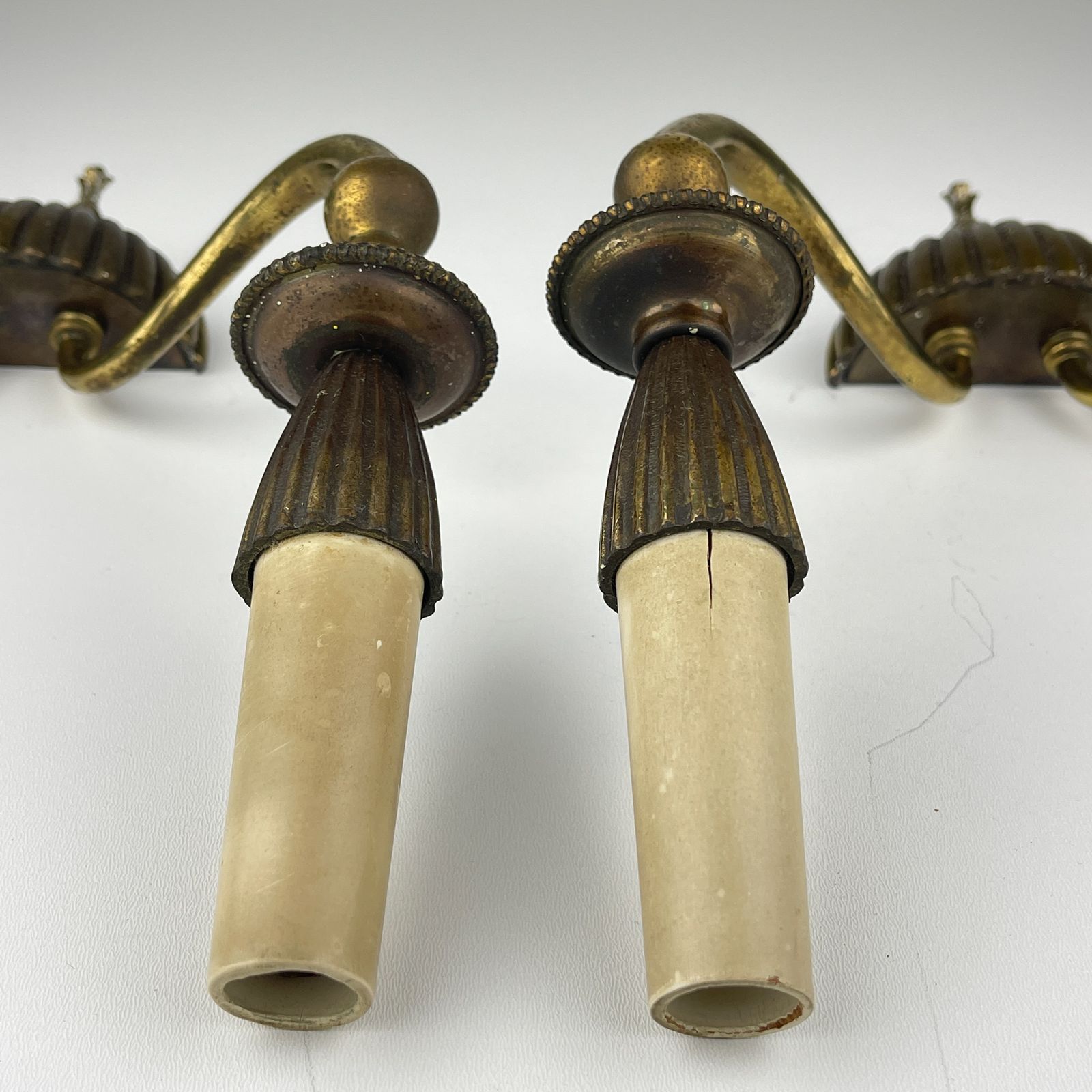 Vintage Bronze Wall Lamps, Italy 1950s, Set Of 2 photo for sale
