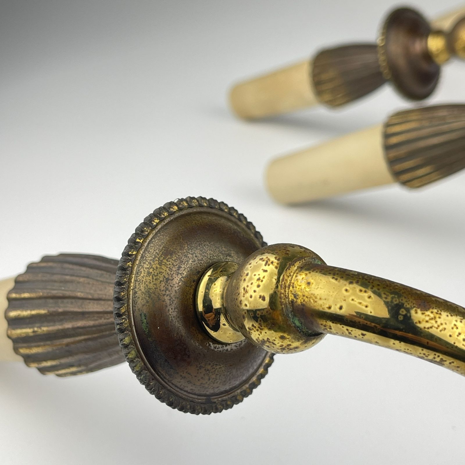 Vintage Bronze Wall Lamps, Italy 1950s, Set Of 2 photo 490.0