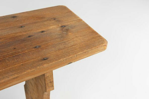Art Deco Bench In Wood, France, 1940s photo vintage