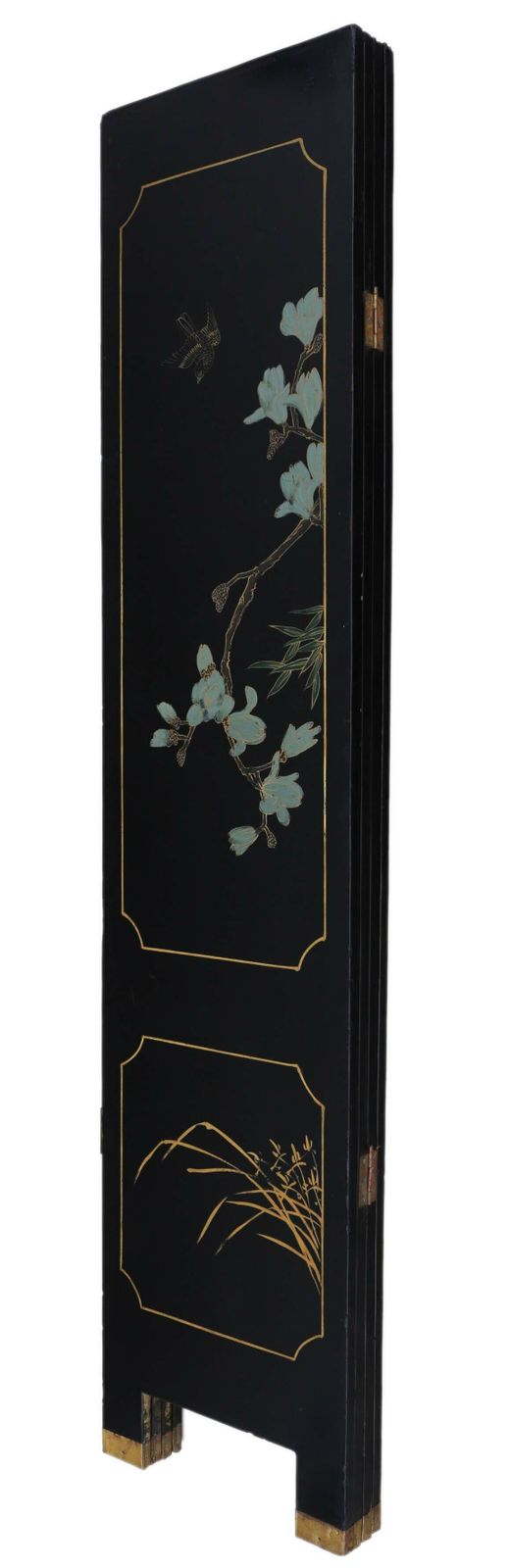 Antique Large Victorian Chinoiserie Black Lacquer Dressing Screen   Fine Quality Room Divider, C1900 photo Home Decor