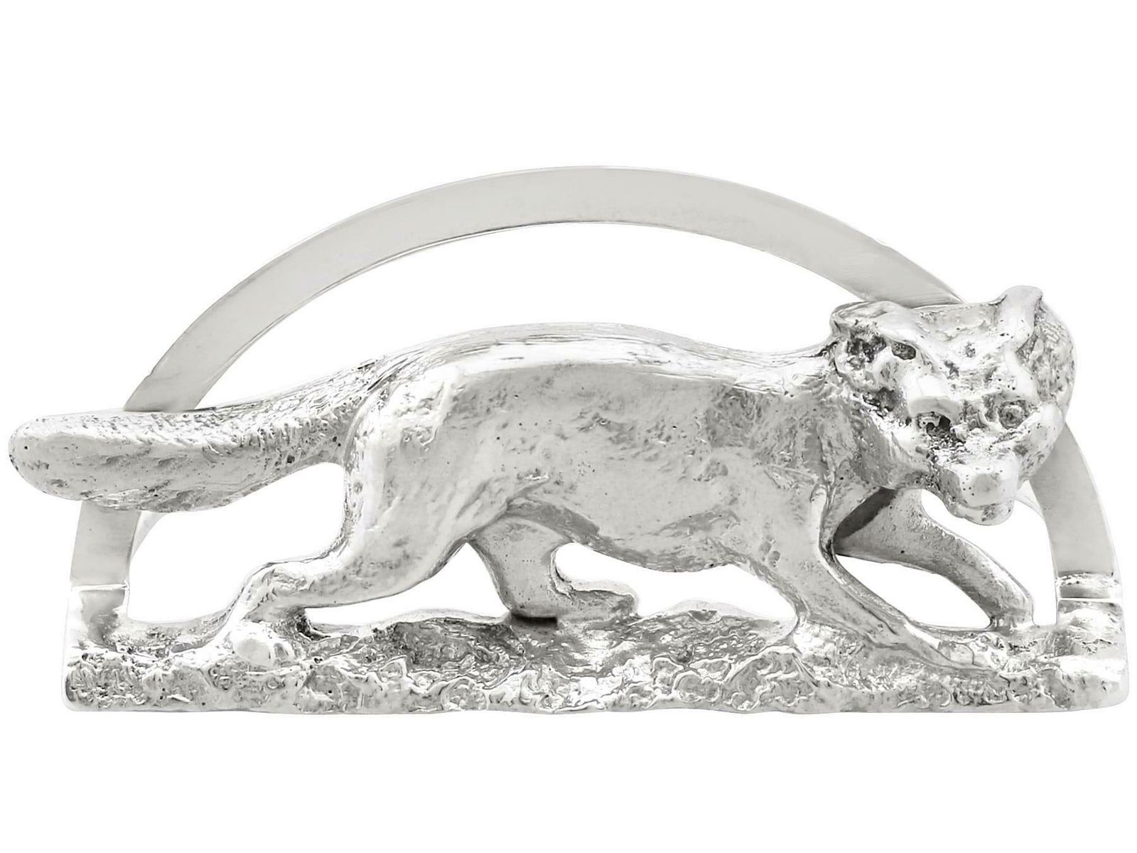 Antique Sterling Silver Fox Card / Menu Holders photo for sale