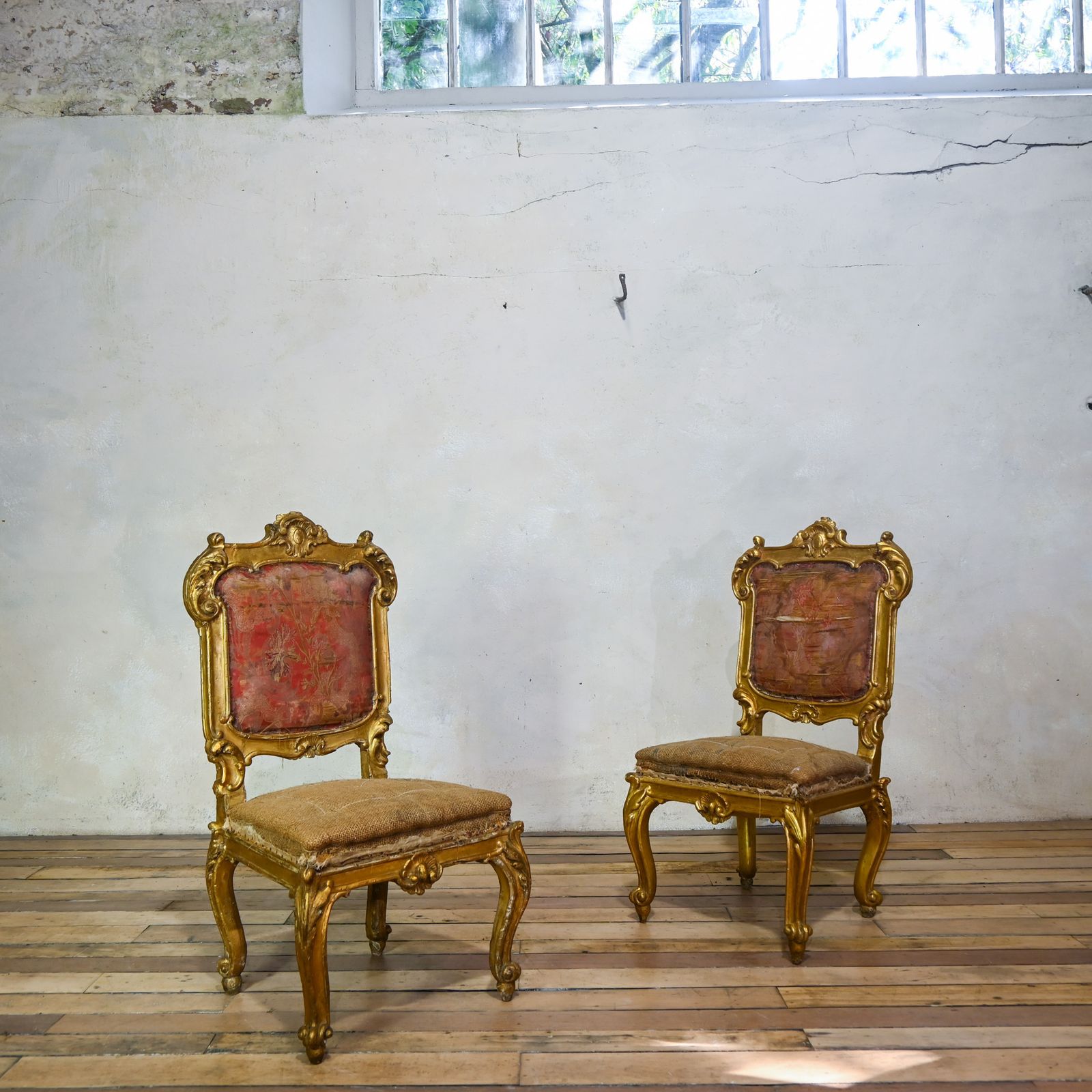 A Pair Of 18th Century North Italian Giltwood Side Chairs photo furniture