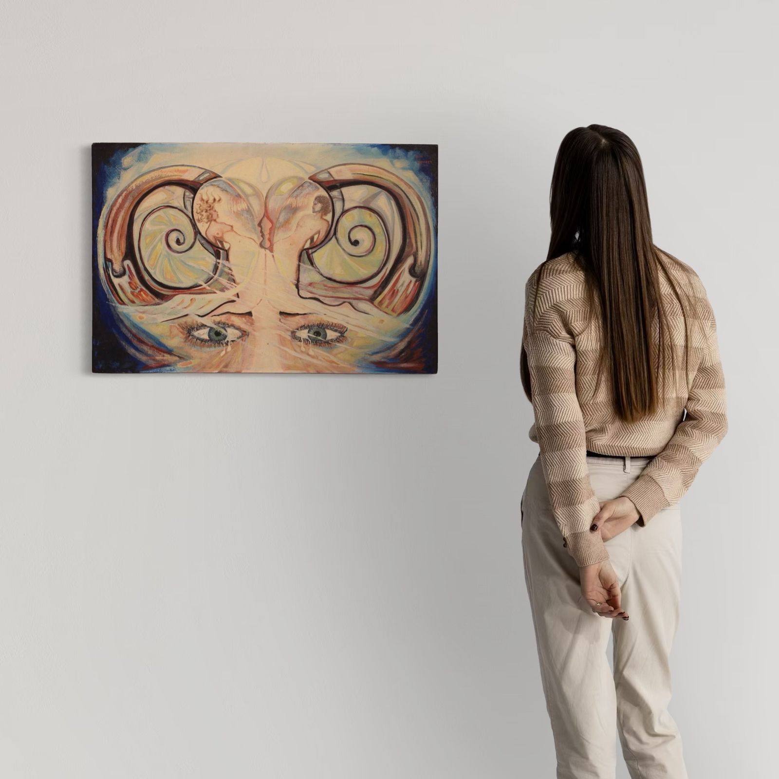 Surrealist Painting Signed Alain Cadoret And Dated 1975 photo for sale