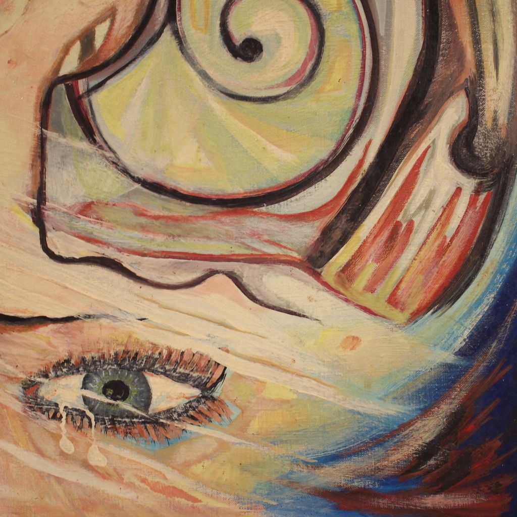 1600.0 Surrealist Painting Signed Alain Cadoret And Dated 1975 photo