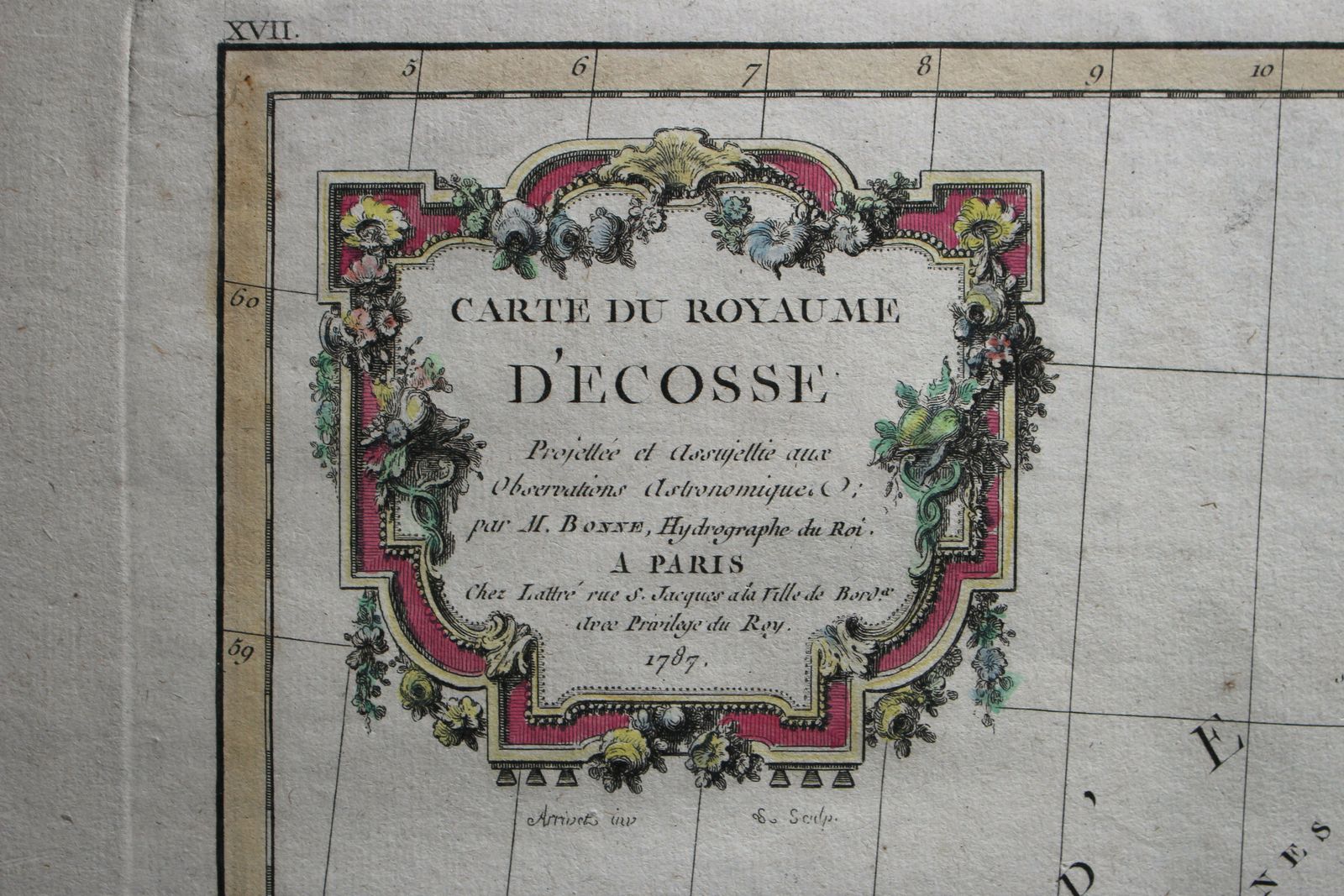 Scotland ~ Carte Du Royaume D'ecosse By Rigobert Bonne 1787 photo furniture