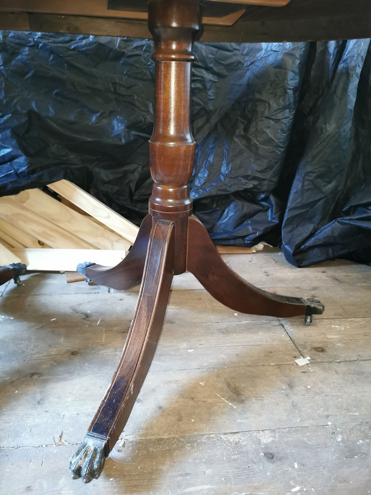 photo for sale Twin Pedastal Dining Table. Lion Paw Castors With Extender