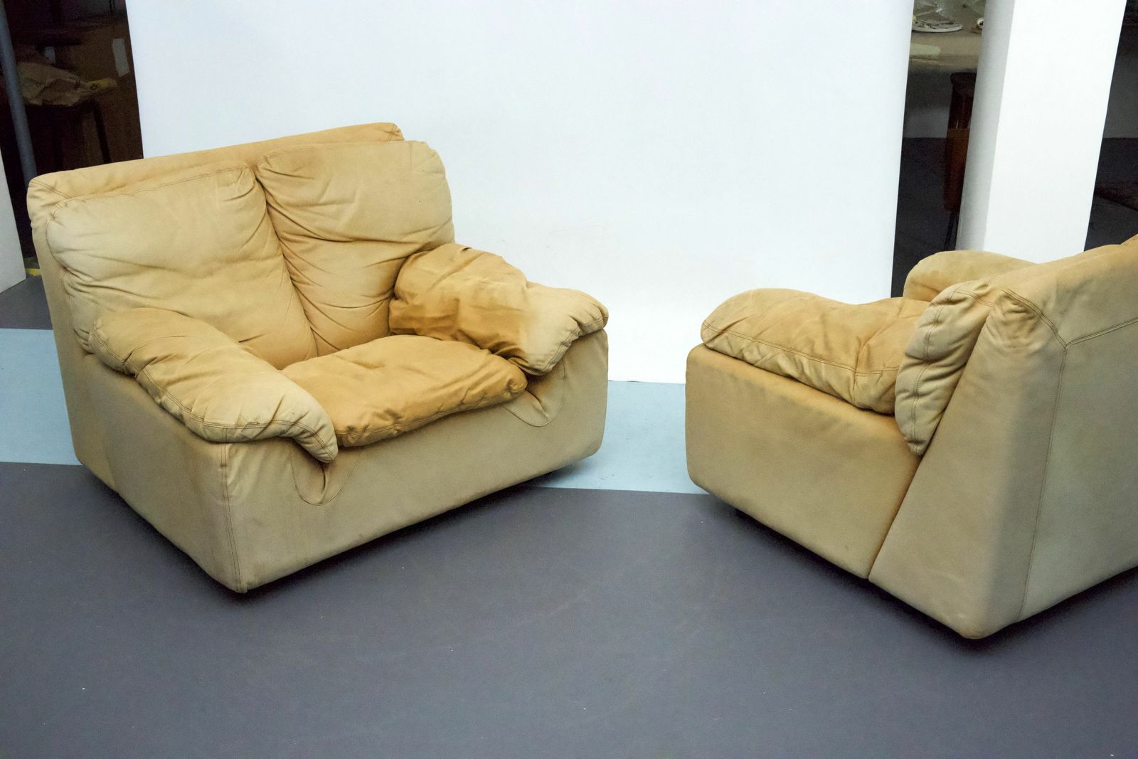 Vintage Pair Of Leather Armchairs By Ammannati And Vitelli For Brunati, Italy 1970s. photo vintage