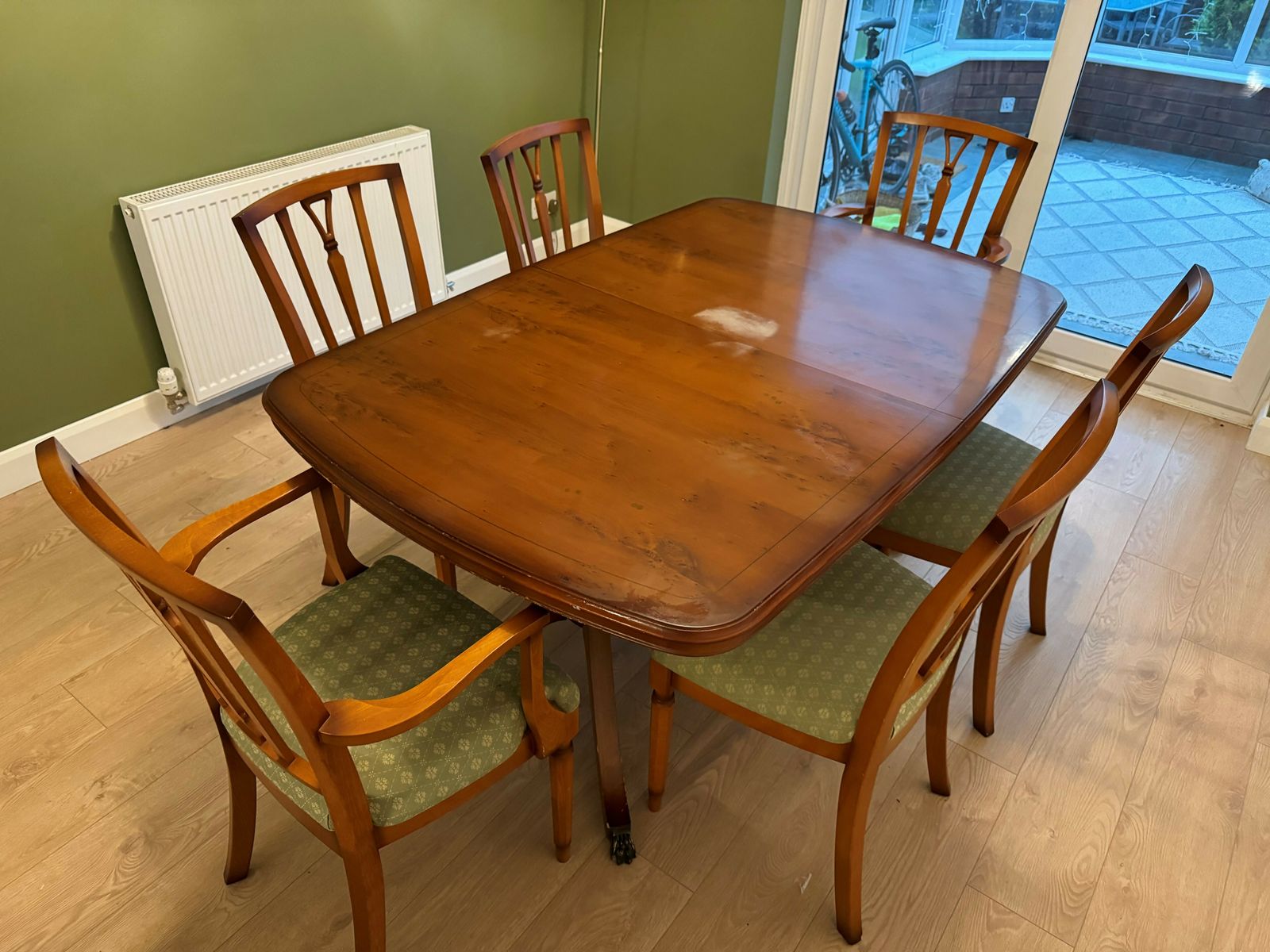 Vintage Yew Wood Twin Pedestal 6 To 8 Seat Extendable Table photo Furniture