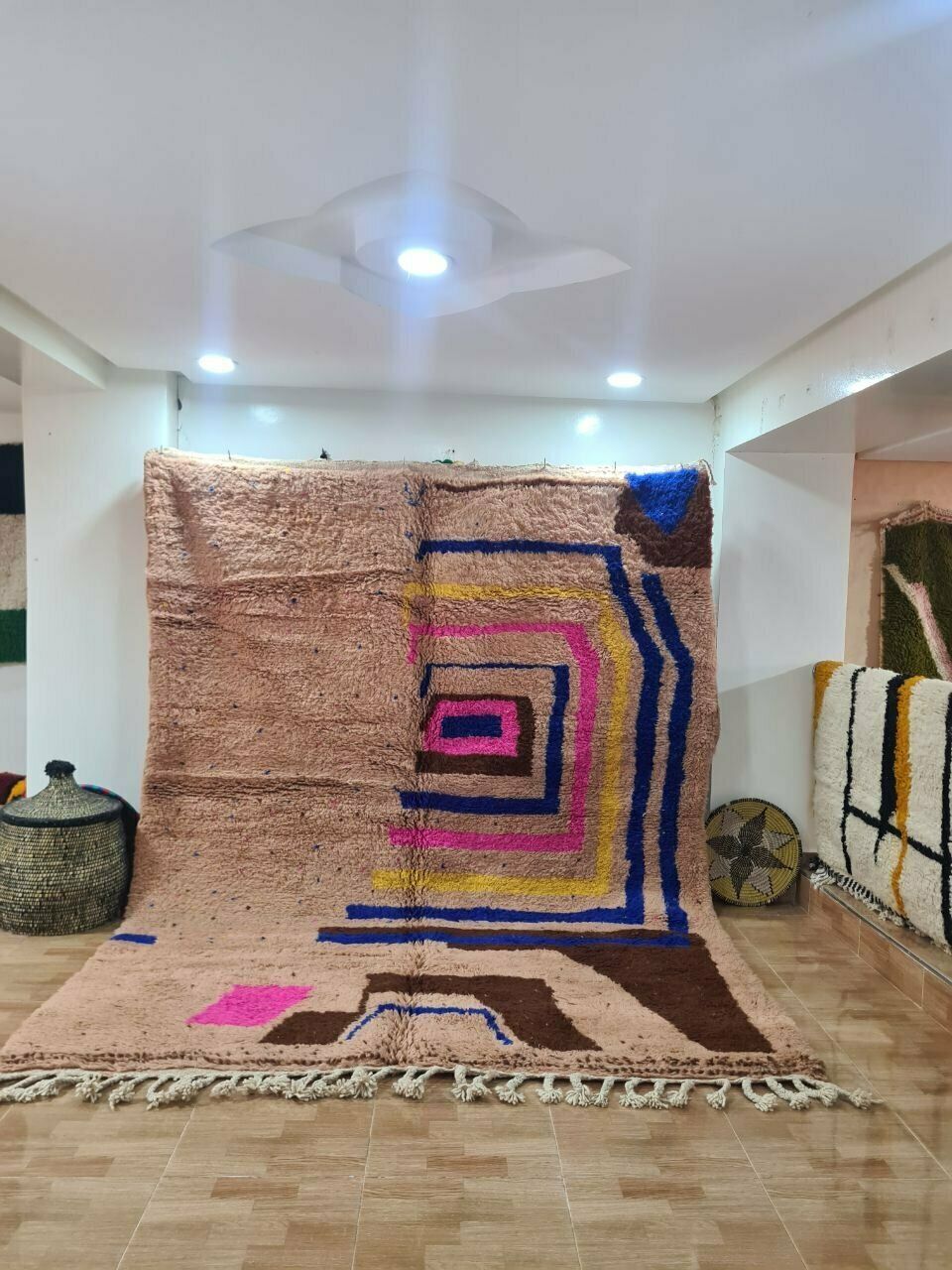 Traditional Beni Ouarain Carpet With Vibrant Geometric Patterns 300x200 photo furniture