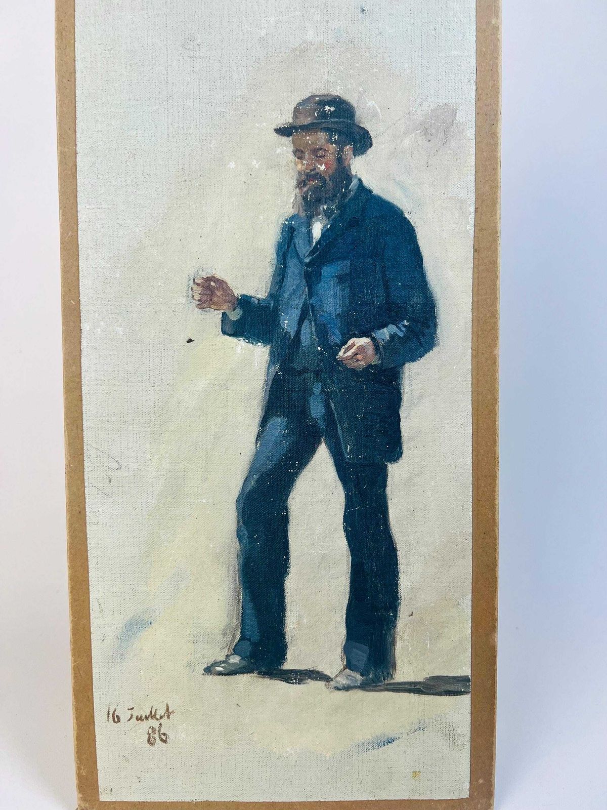 photo furniture Antique Oil Painting On Canvas Gentleman Portrait In Black Suit Attributed To J. Hebert, 1886