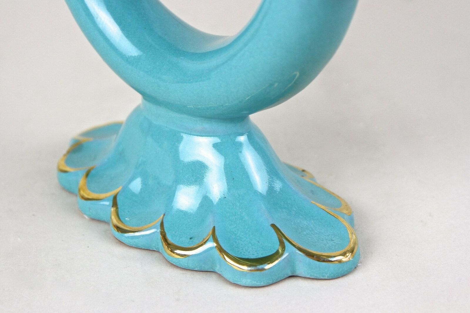 20th Century Turquoise Art Deco Ceramic Candleholder, Marked   At Ca. 1930 photo Home Decor