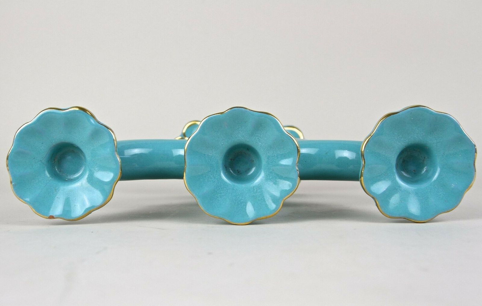 Home Decor 20th Century Turquoise Art Deco Ceramic Candleholder, Marked   At Ca. 1930 photo