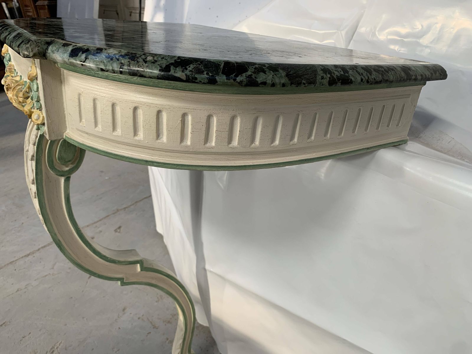 Louis XVI Style Wall Console In Lacquered Wood, 20th Century photo Furniture