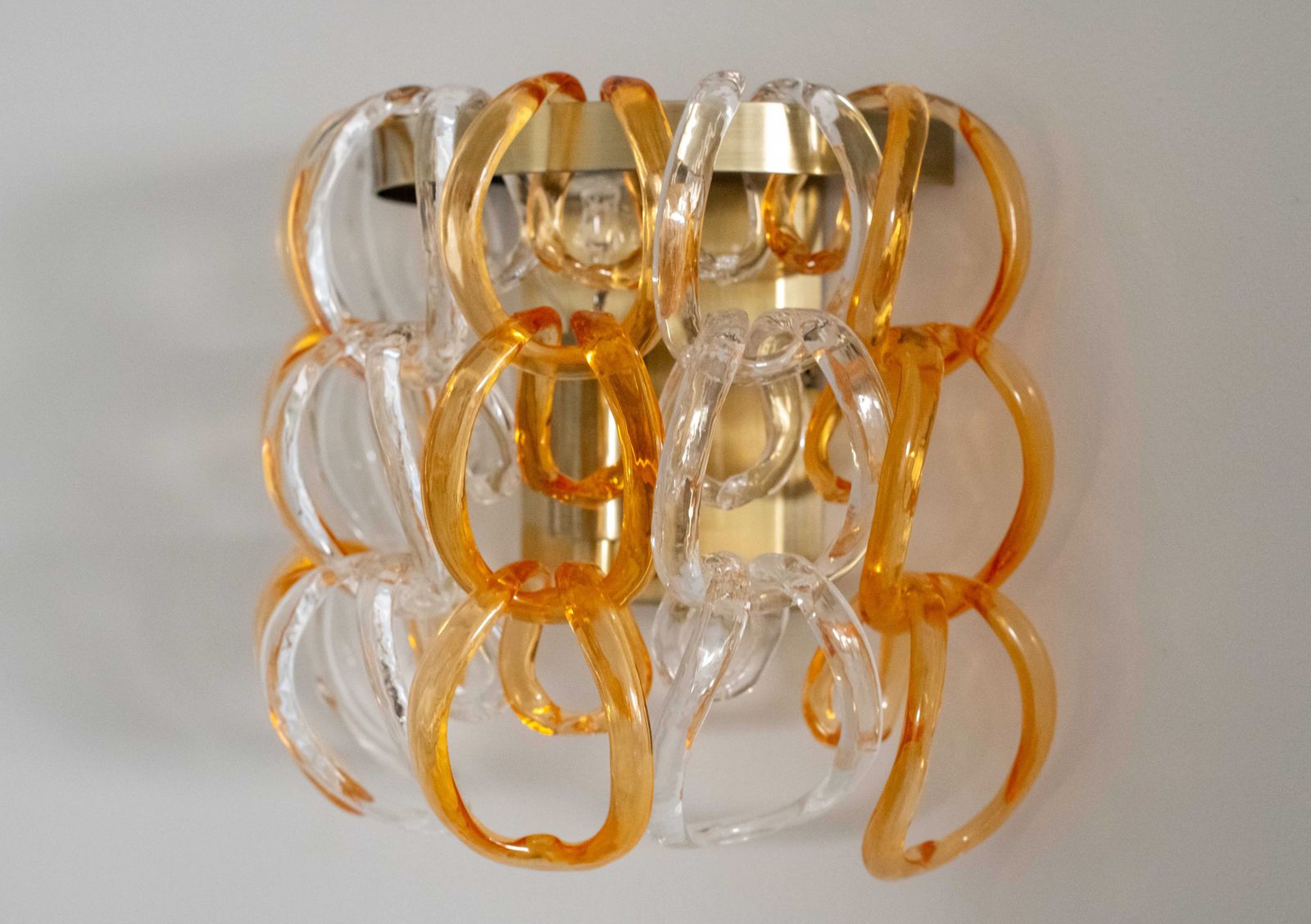 Fabulous Murano Glass Wall Light With Hand Made Glass Pieces Originally Commissioned By Bvlgar. photo for sale