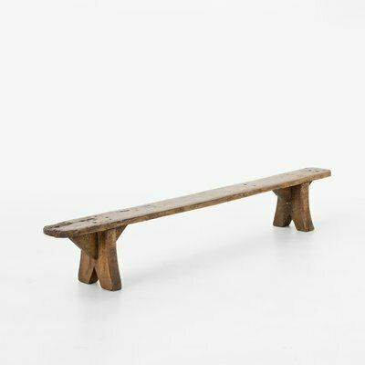 Decorative Wooden Low Bench, France, 1850s