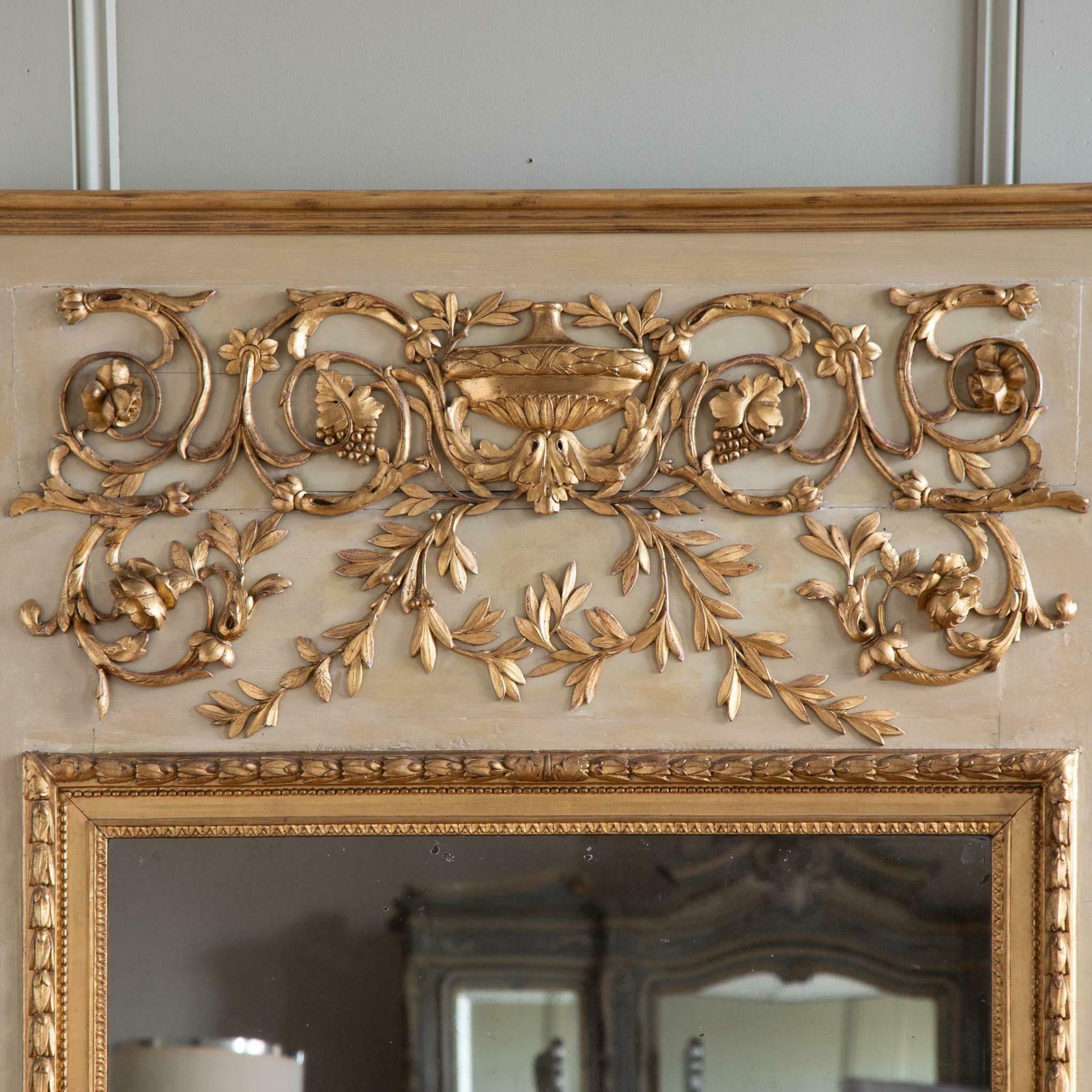 Large French 19th Century Lxvi Style Gilt Wood Trumeau Mirror photo vinterior