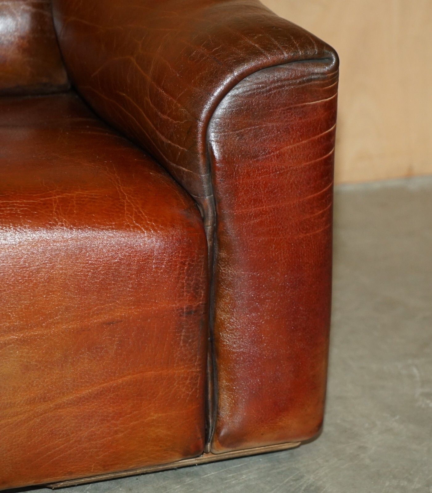 photo furniture Pair Of Restored De Sede Ds47 Reclining Brown Buffalo Neck Leather Armchairs