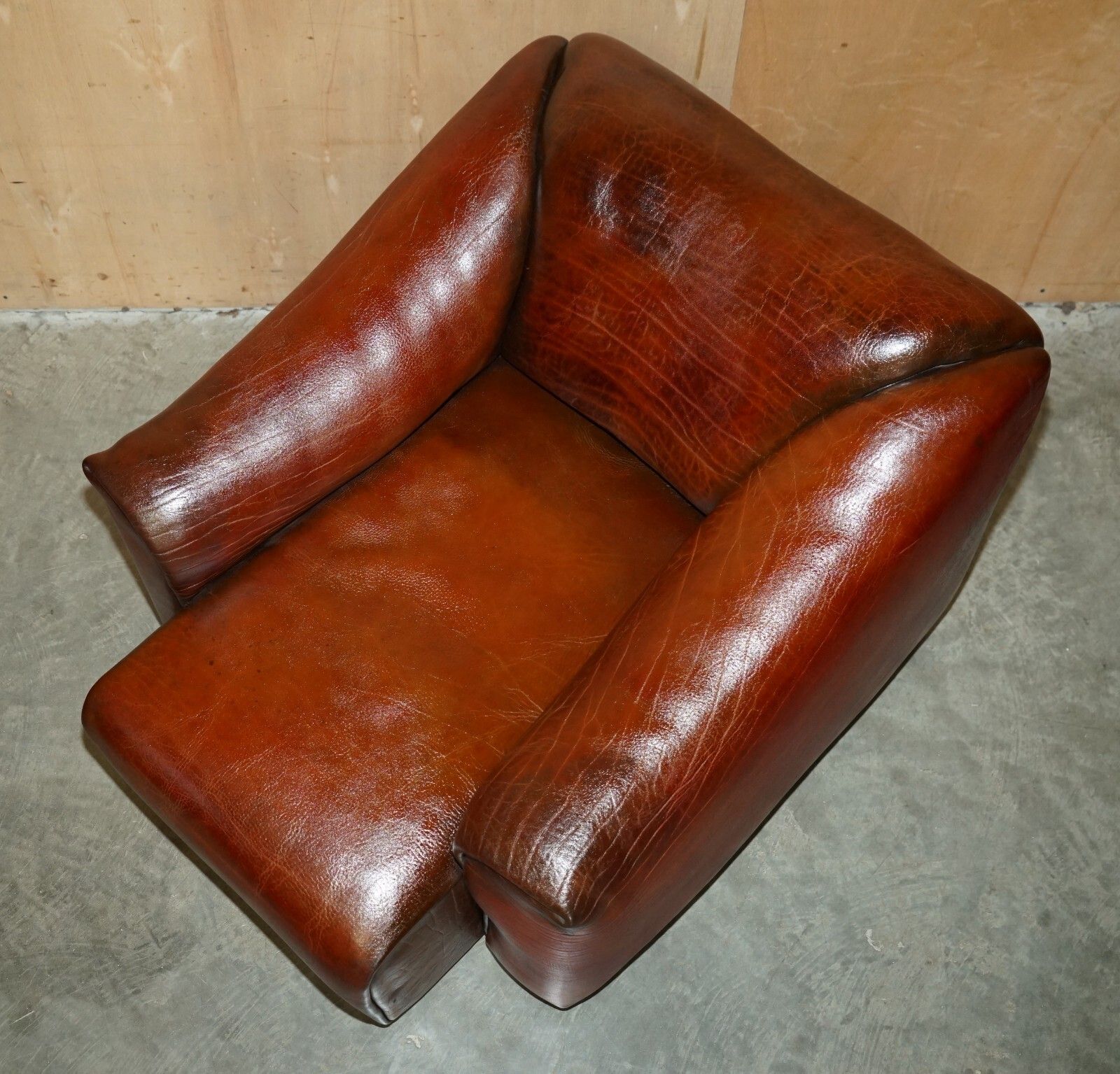 photo buy Pair Of Restored De Sede Ds47 Reclining Brown Buffalo Neck Leather Armchairs