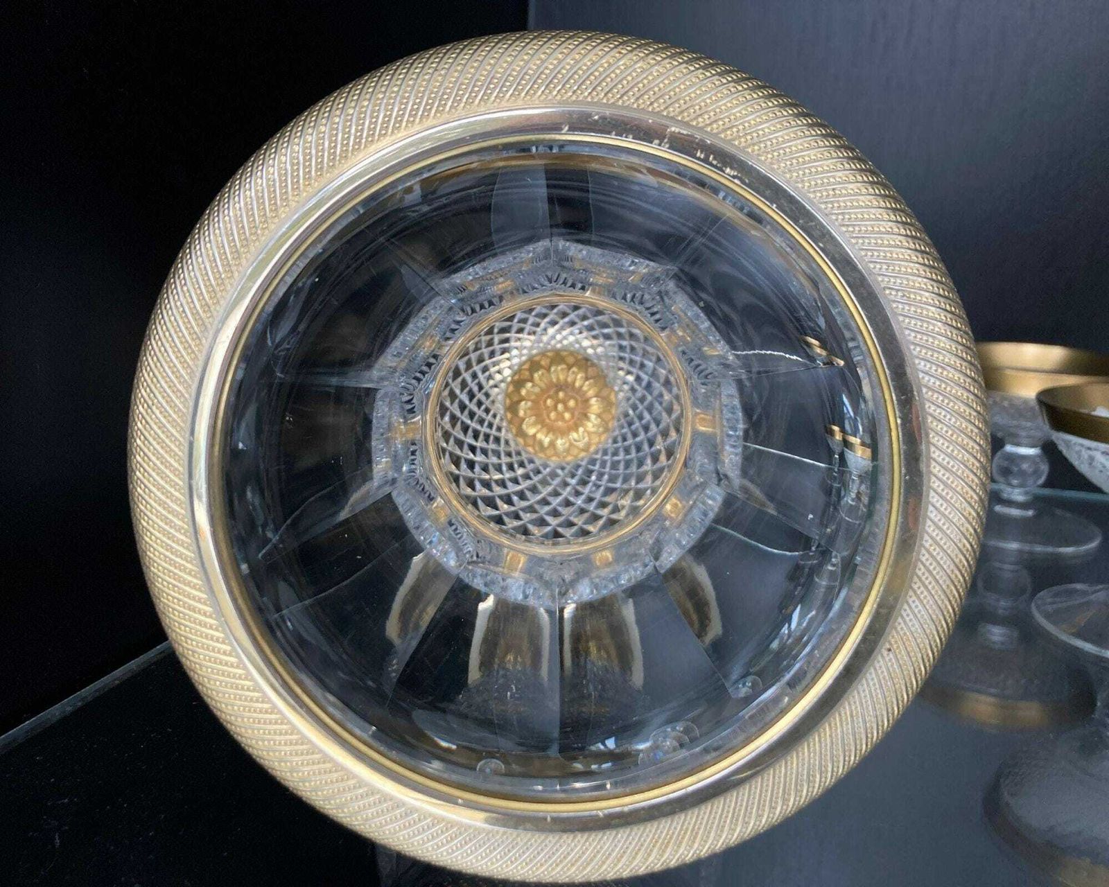 Crystal Vase Gold | 1pcs | Pedestal Footed | Vintage France photo 292.0