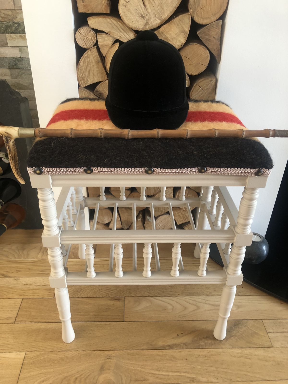 Beautifully Renovated Newmarket Wool Seated Piano Stool / Hallway / Statement Piece