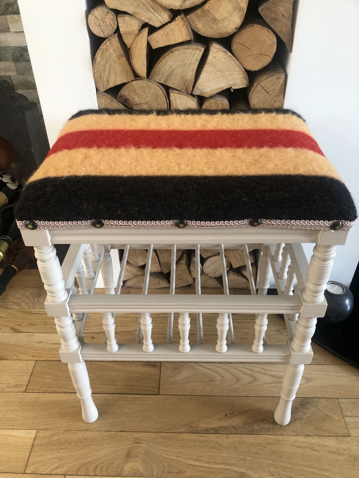 Beautifully Renovated Newmarket Wool Seated Piano Stool / Hallway / Statement Piece photo for sale