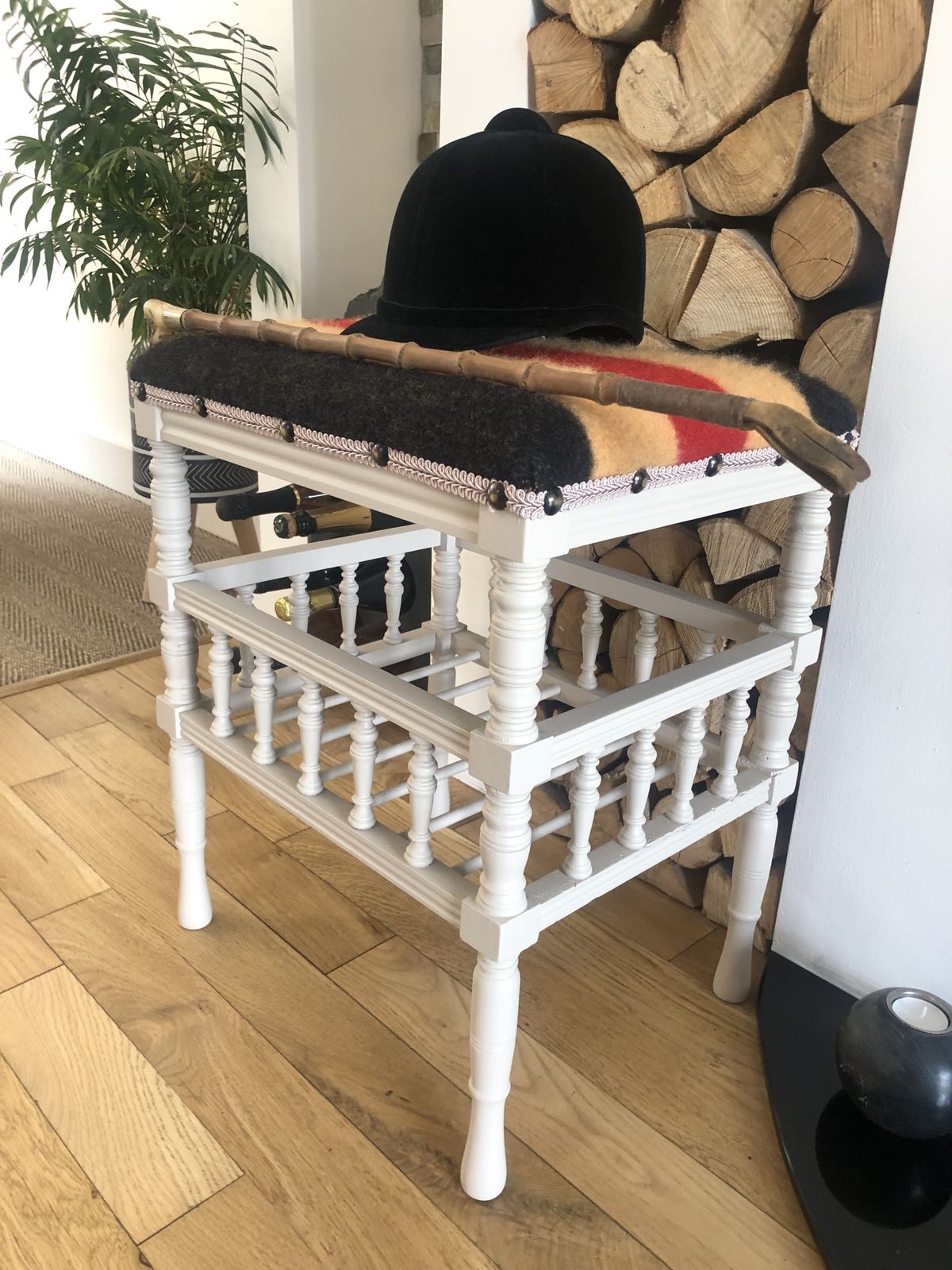Beautifully Renovated Newmarket Wool Seated Piano Stool / Hallway / Statement Piece photo Furniture