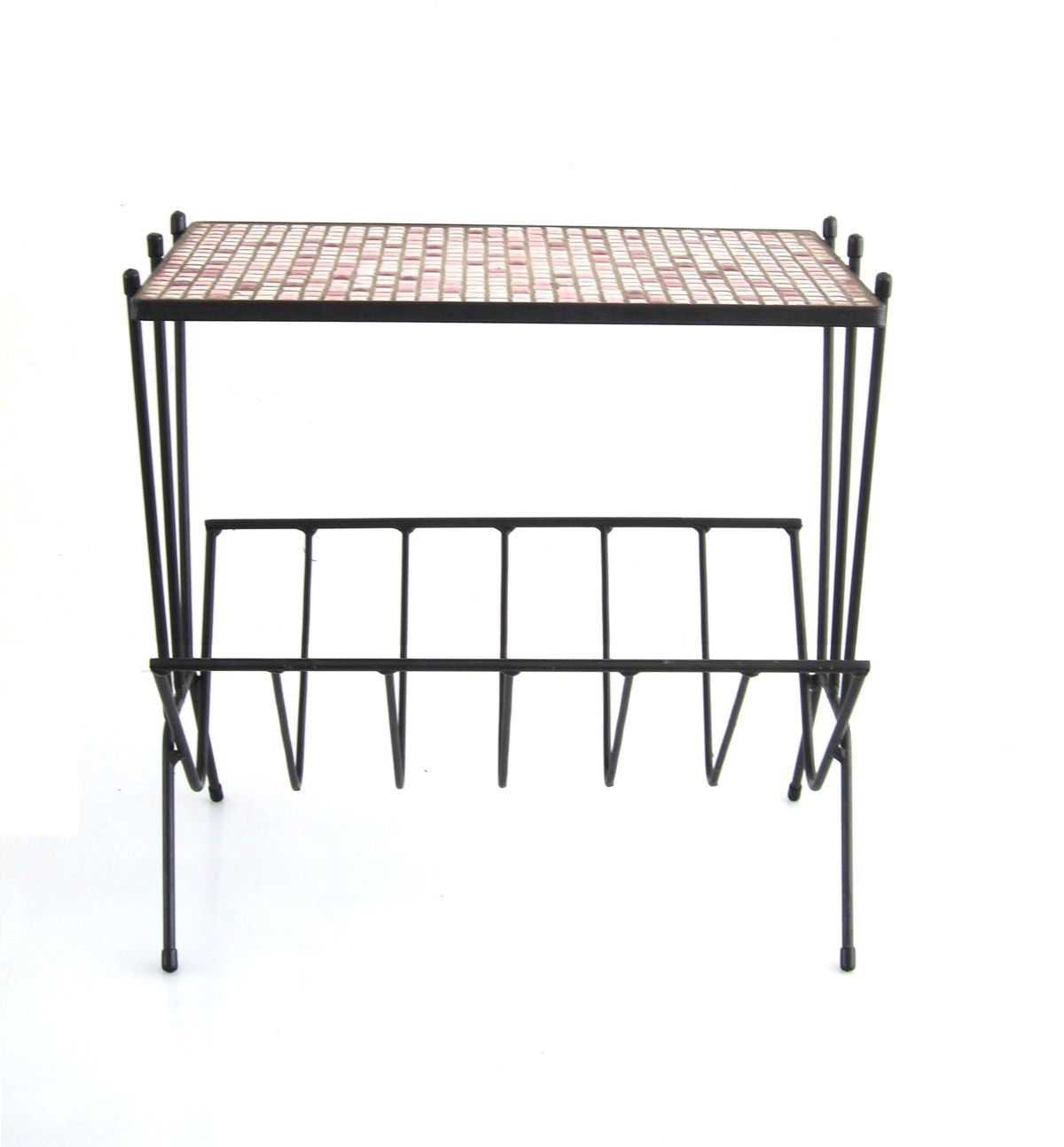 Vintage Mid Century Mozaïektafel Met Tijdschriftenrek – Jaren 1960 photo Woonaccessoires