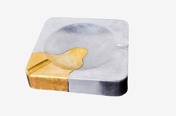 Brutalist Ashtray By Art3, Brass And Aluminum, Spain, 1970