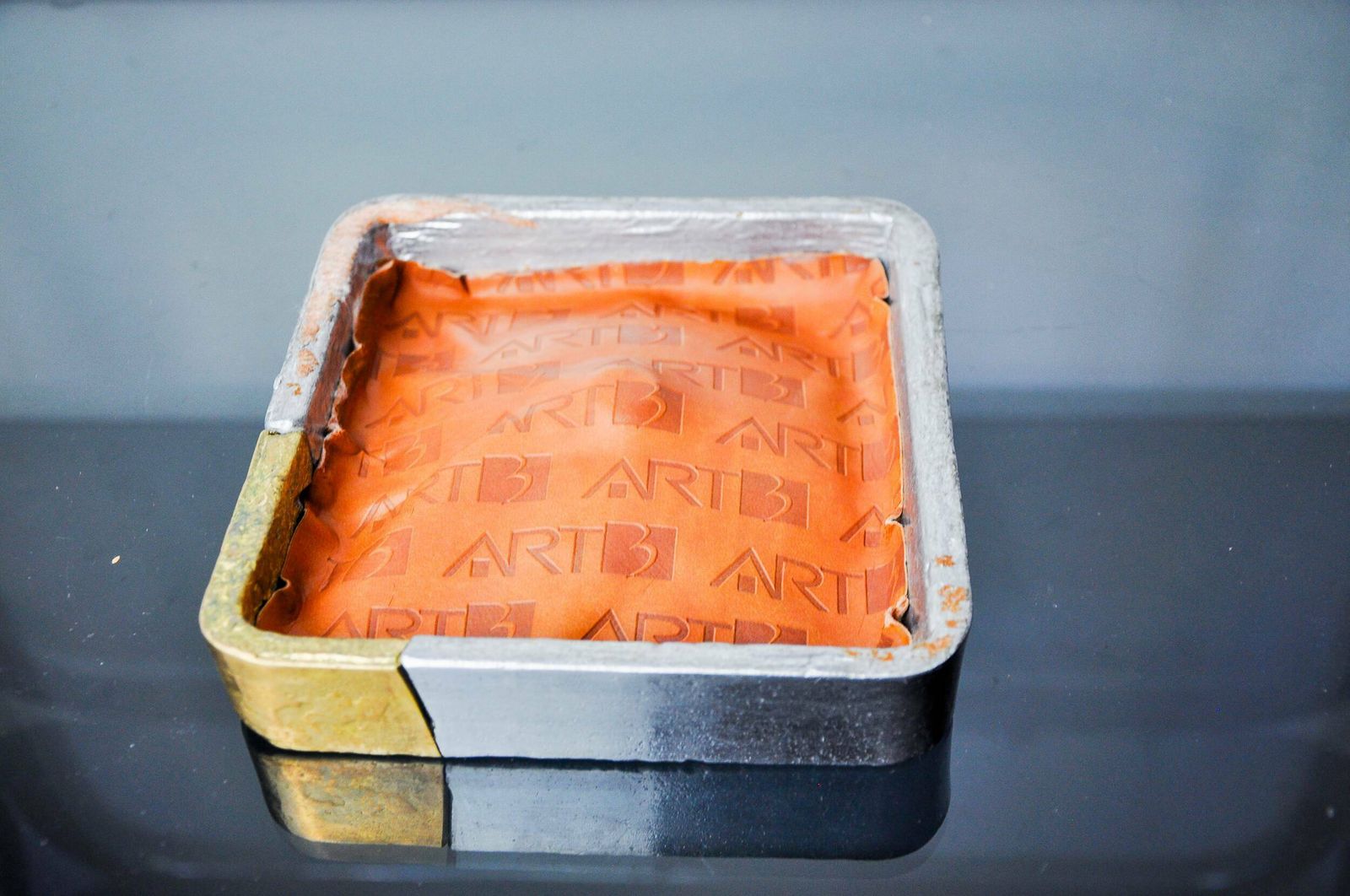 Brutalist Ashtray By Art3, Brass And Aluminum, Spain, 1970 photo vintage