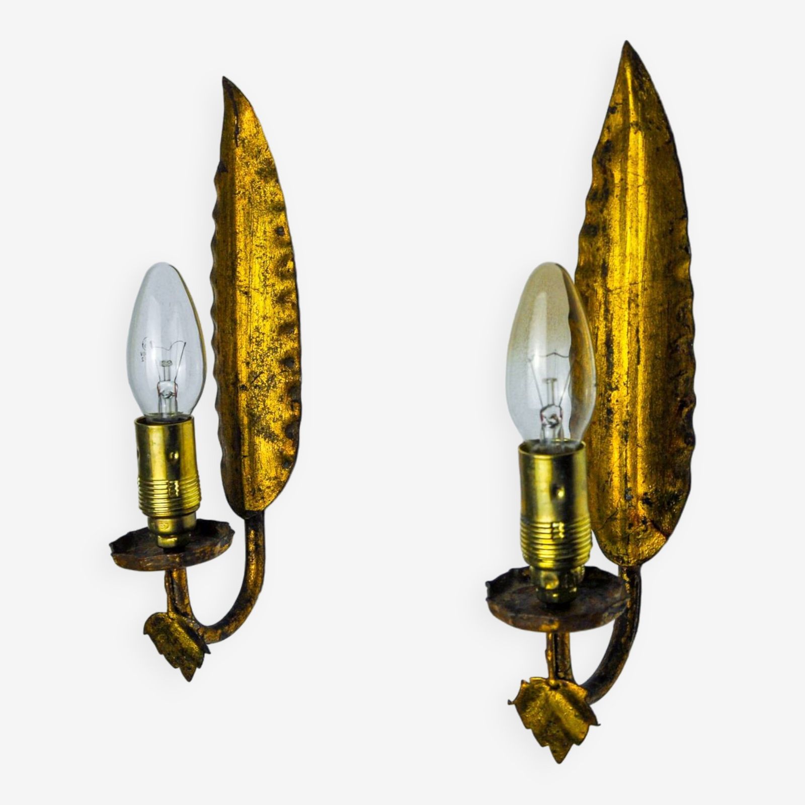 Pair Of "Leaf" Wall Lights By Ferro Arte, Spain, 1960