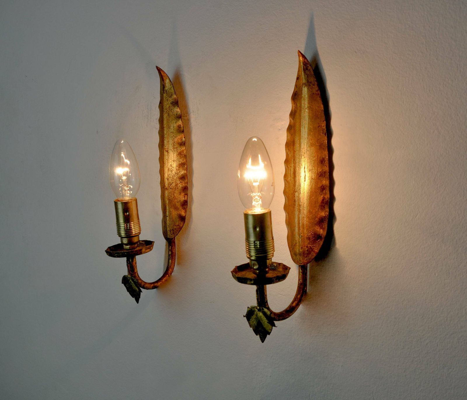 Pair Of "Leaf" Wall Lights By Ferro Arte, Spain, 1960 photo furniture