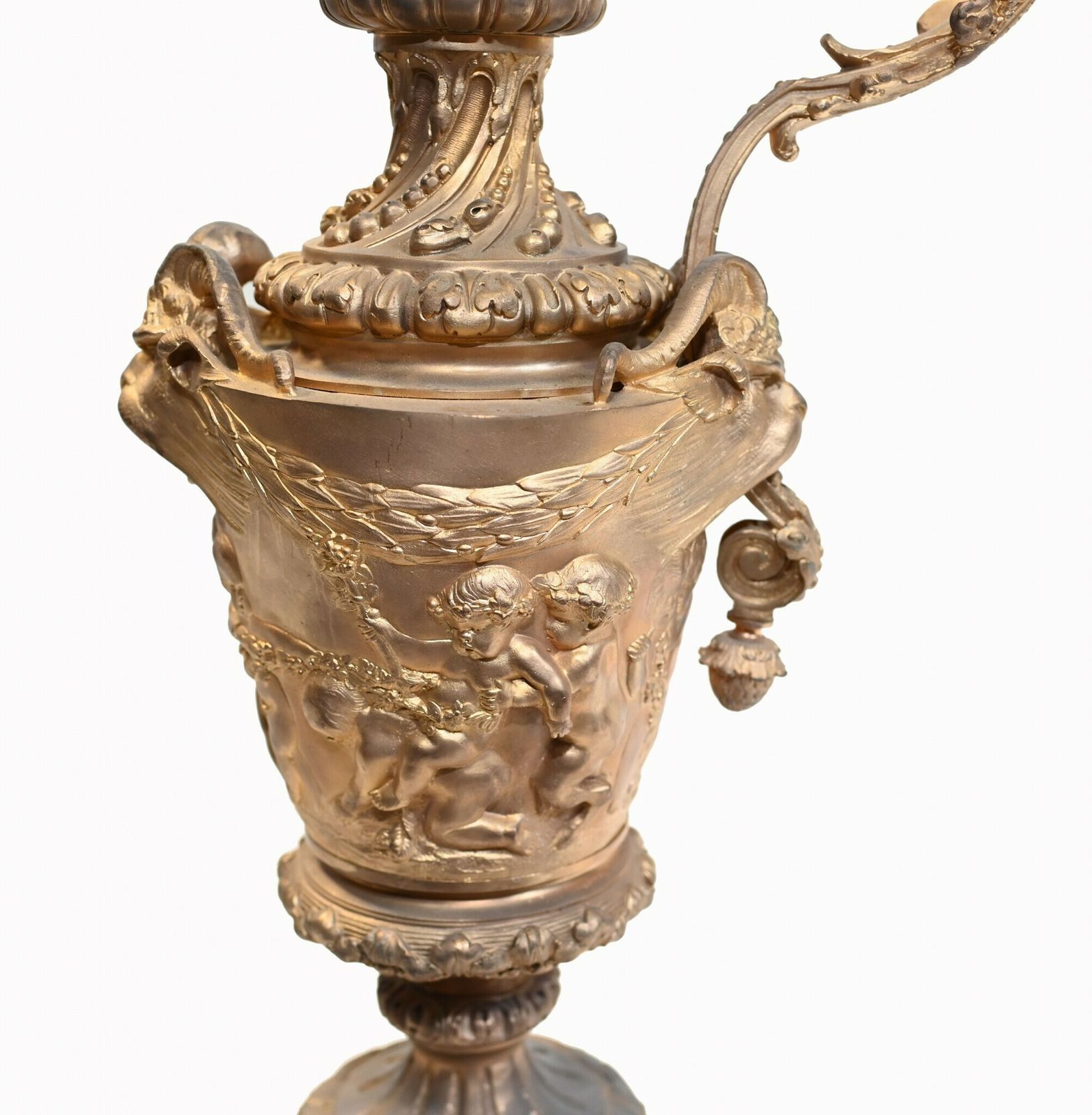 Pair French Gilt Ewers Cherub Jugs Napoleon III Vases photo Home Decor