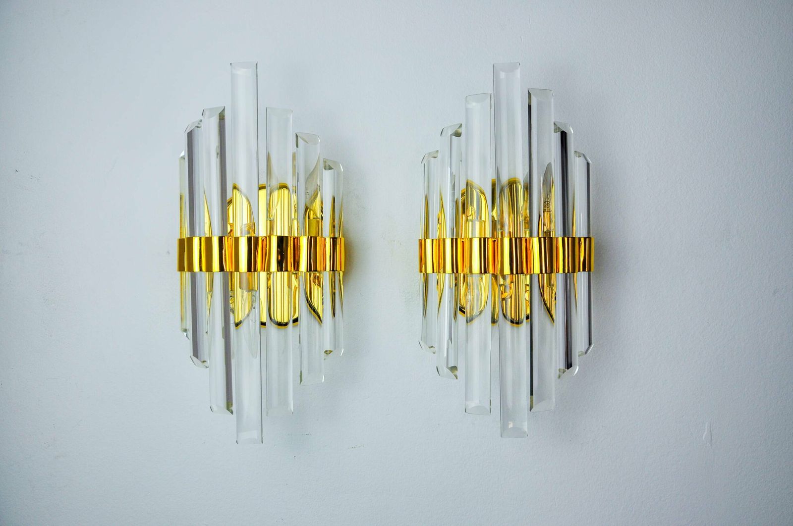 Pair Of Venini Murano Glass Wall Lights Italy 1970 photo furniture