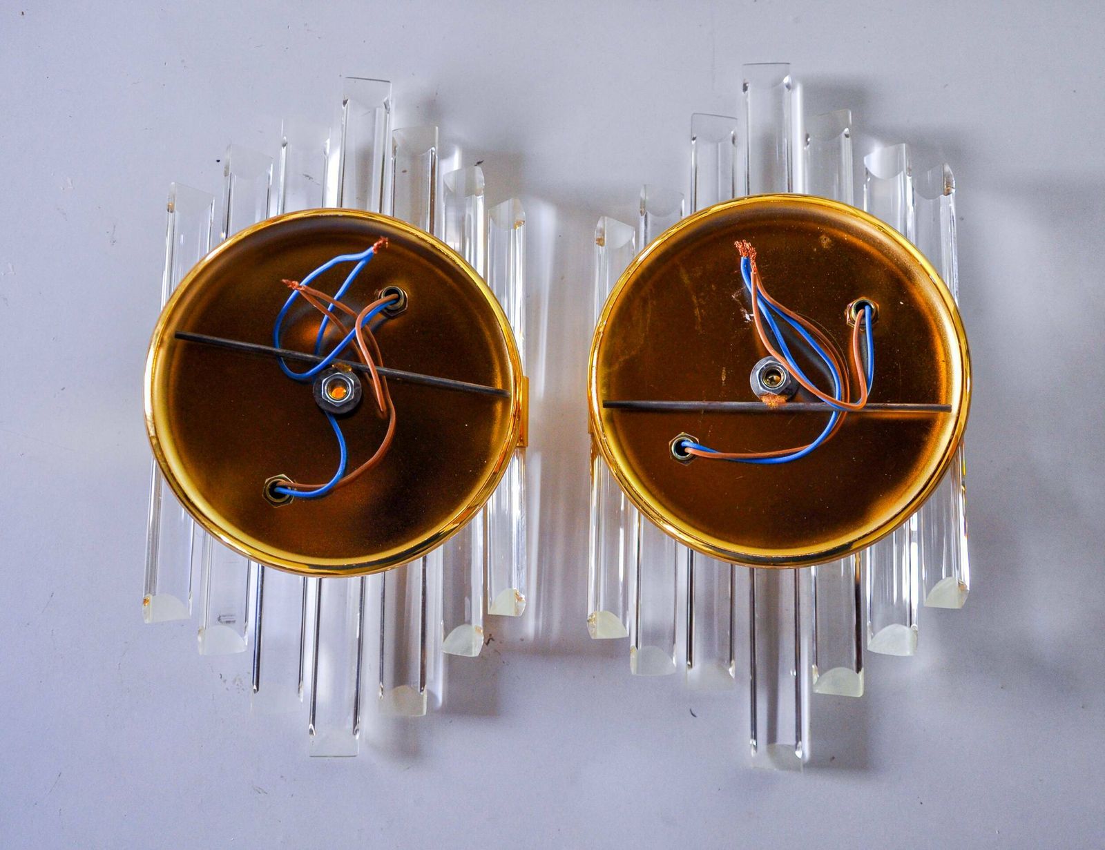 Pair Of Venini Murano Glass Wall Lights Italy 1970 photo vintage