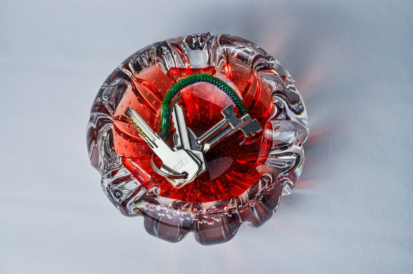 Sommerso Bubbles Pocket By Flavio Poli For Seguso, Red Murano Glass, Italy, 1970 photo vinterior