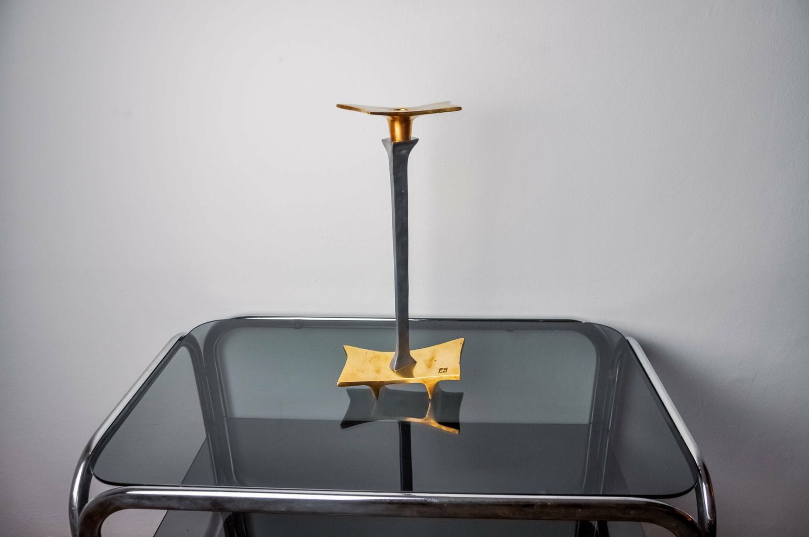 Brutalist Candlestick By David Marshall, Bronze And Aluminum, Spain, 1970 photo Home Decor