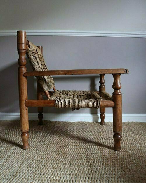 1950s Audoux And Minnet Wood And Rope Armchair photo vinterior