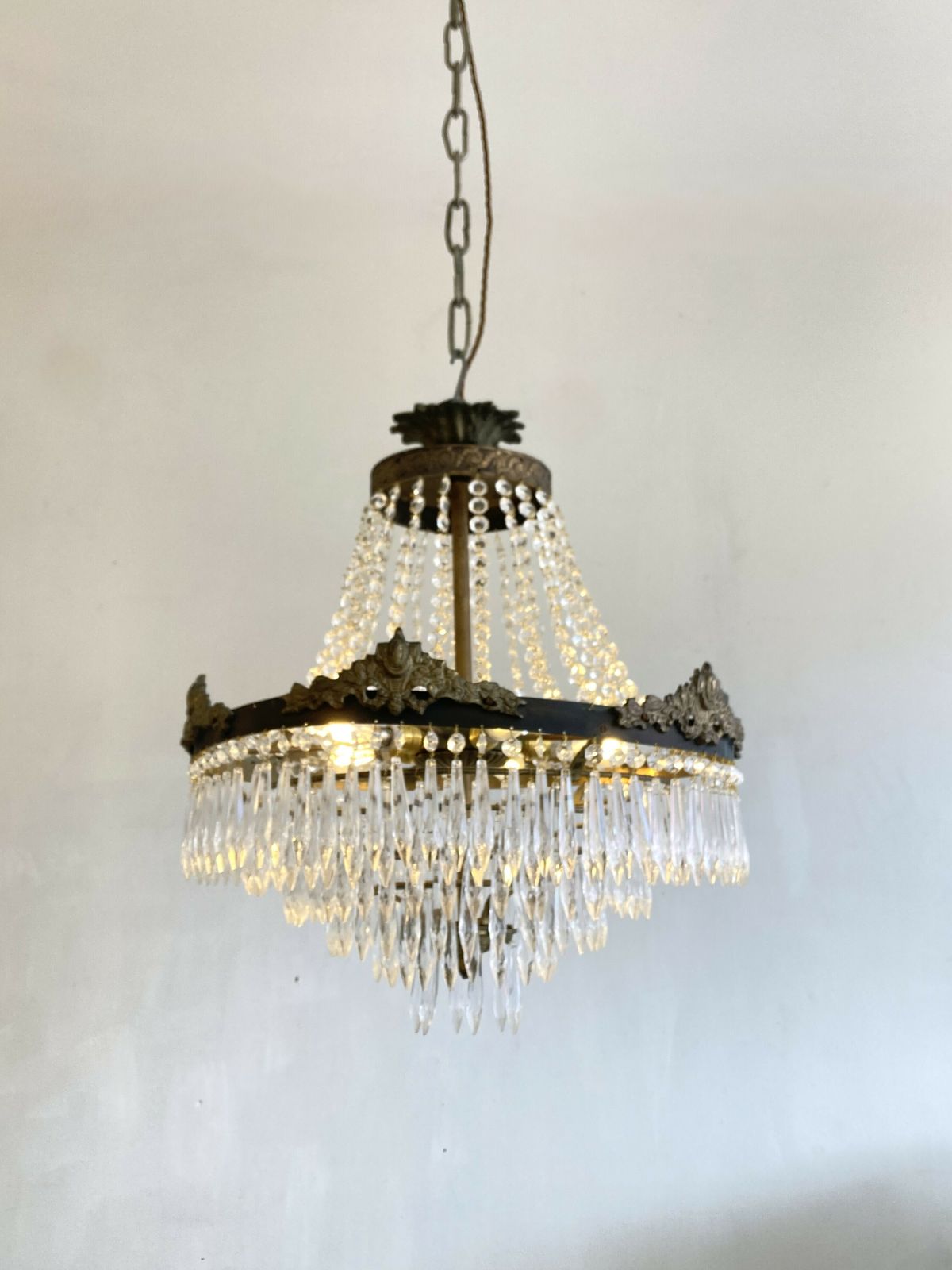 Antique Waterfall Chandelier With Empire Top