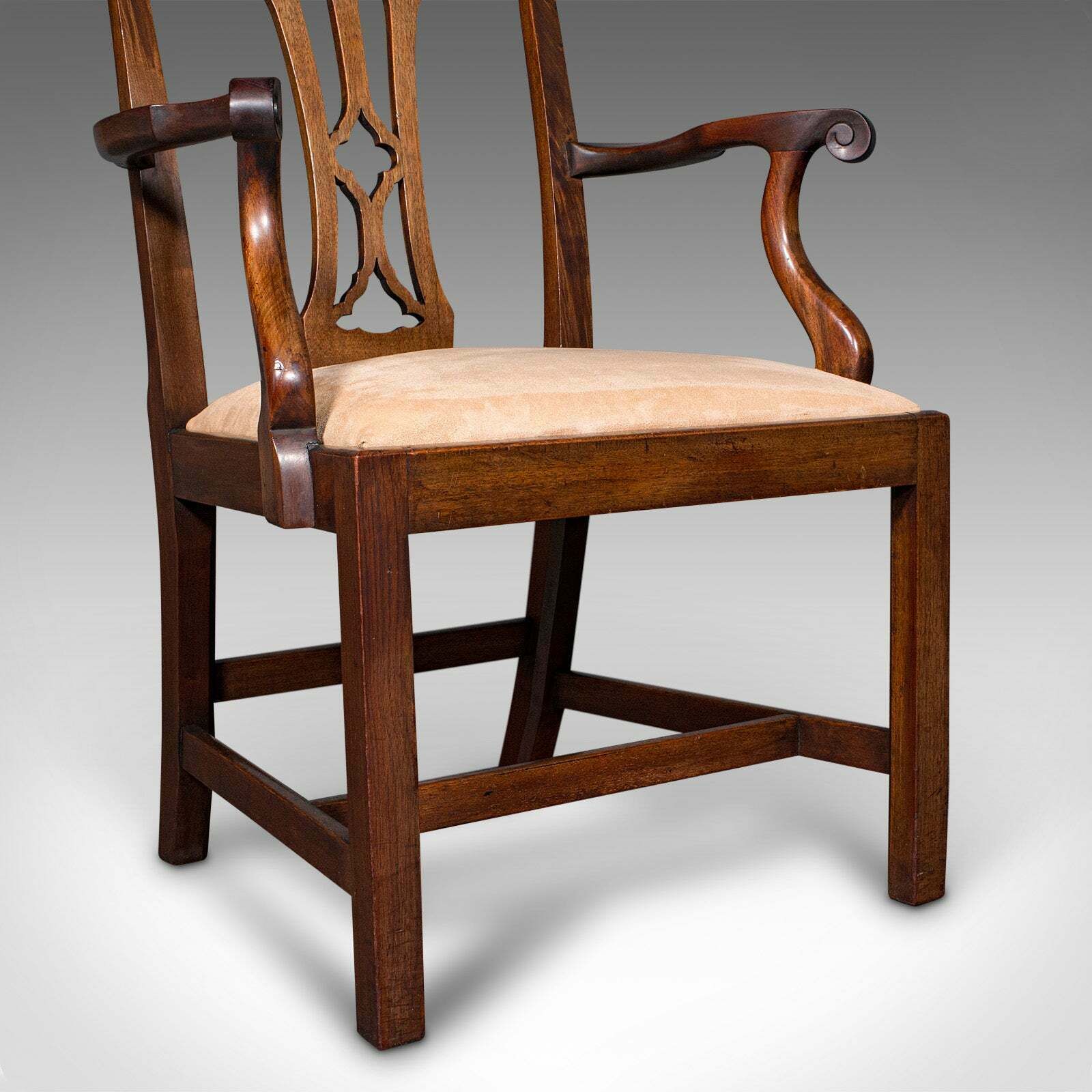 photo for sale Pair Of Antique Morning Room Elbow Chairs, English, Chippendale Taste, Victorian