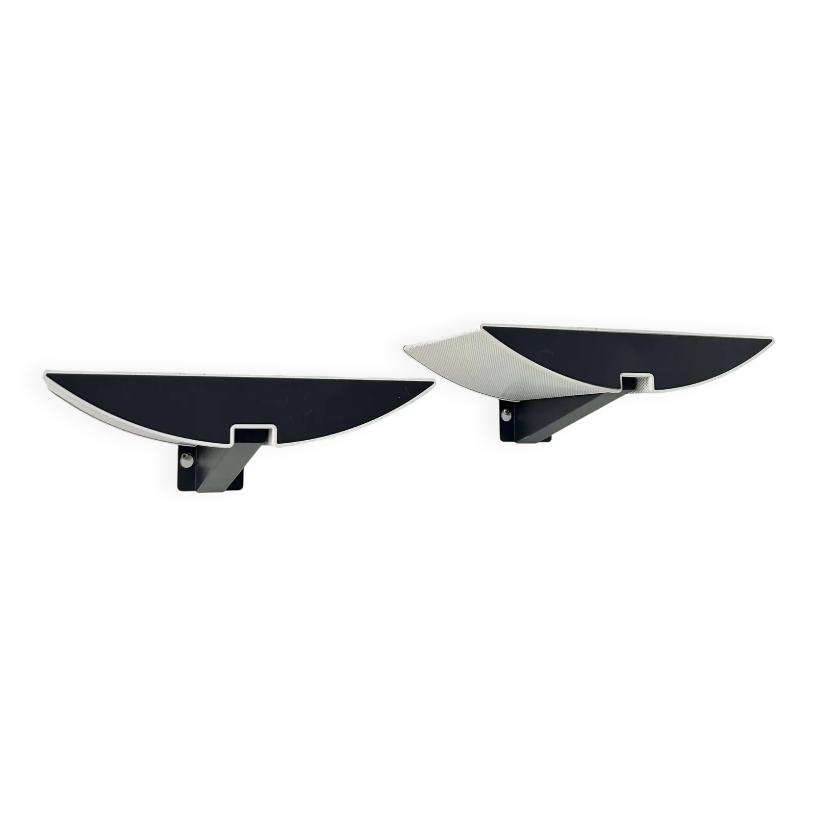 Pair Of Modernist Wall Lights, Black And White Lacquered Metal, Italy 1980
